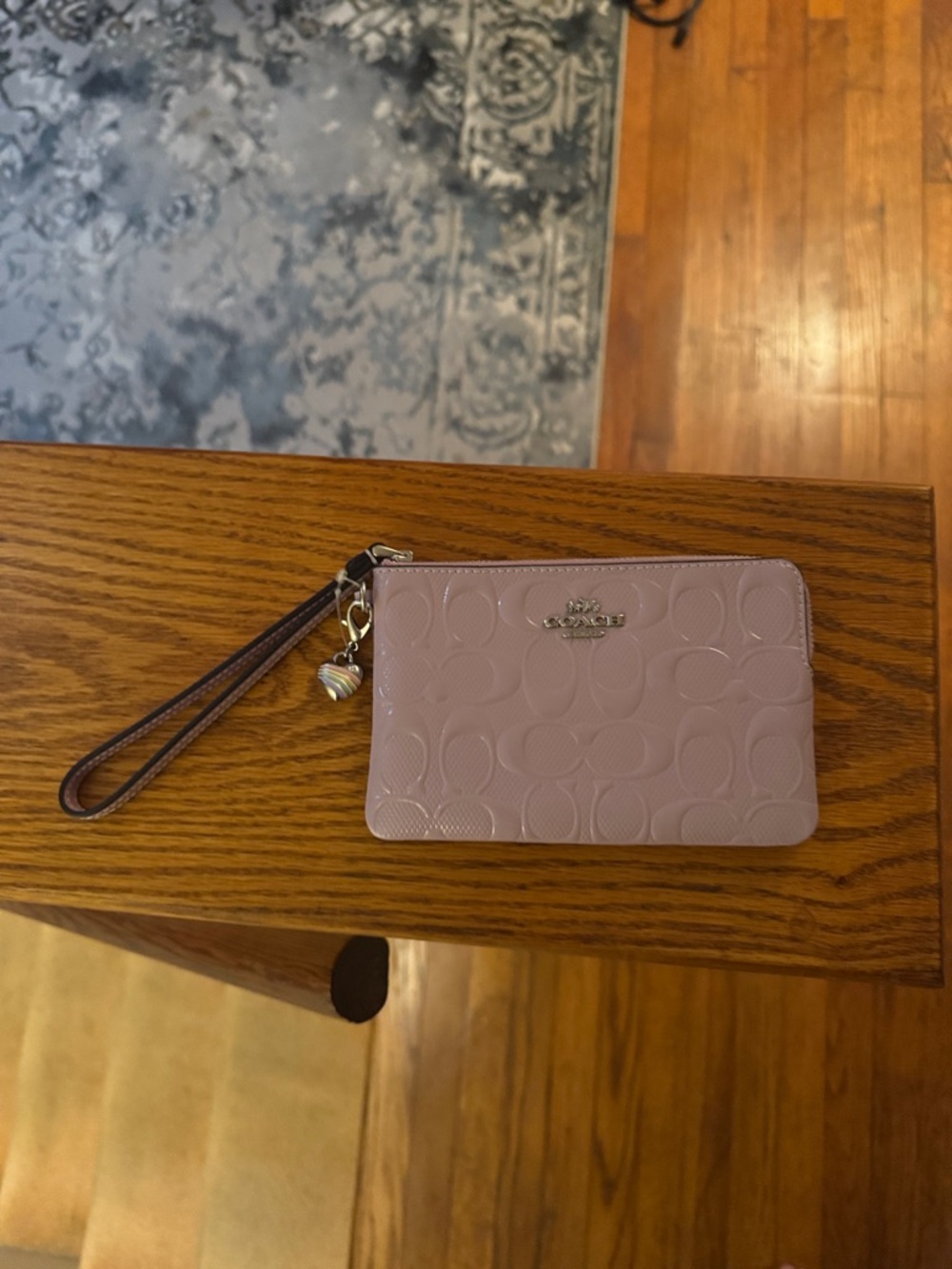Coach Glossy Lilac Patent Leather Wristlet with Charm